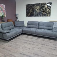 Сив ъглов диван от плат "Artemis" с подвижни облегалки, снимка 5 - Дивани и мека мебел - 43896456