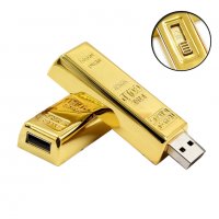 USB 2.0 флаш памет 64GB-златно кюлче-флашка-USB Flash Drive , снимка 2 - Карти памет - 28099979