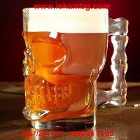 Стъклена халба за бира Череп - код 2227, снимка 4 - Чаши - 26721451