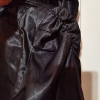 Черен дамски лъскав шлифер, снимка 6 - Палта, манта - 37860070