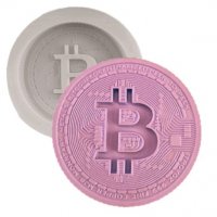 Bitcoin Биткойн монета силиконов молд форма фондан шоколад гипс декор, снимка 1 - Форми - 33021873