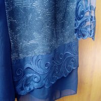 Официална тъмносиня блуза, голям размер, снимка 8 - Блузи с дълъг ръкав и пуловери - 37418811