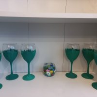 Комплекти чаши и кана в щрихи зелено, снимка 4 - Декорация за дома - 43741426
