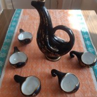 Рядка находка. Винтидж комплект от 5 чаши и стомна  Black Ceramic , снимка 1 - Антикварни и старинни предмети - 39646472