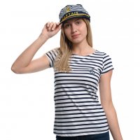 Нов дамски моряшки сет: тениска и капитанска шапка, снимка 2 - Тениски - 29975158