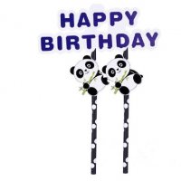 топер сламки с Панда рожден ден happy birthday украса за торта, снимка 1 - Други - 26894778