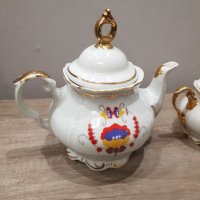 Български видински порцеланов чайник,кана и захарница, снимка 2 - Антикварни и старинни предмети - 38025283