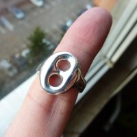 сребърен пръстен с кръгчета, снимка 1 - Пръстени - 43398253
