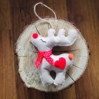 Коледна декорация / Коледни играчки за елха от филц ръчна изработка елен, снимка 3 - Декорация за дома - 34909867