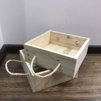 Декоративна дървена кутия с конопена дръжка, снимка 3 - Декорация за дома - 26229248