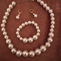 Колие от перли,гривна и обеци, снимка 1 - Бижутерийни комплекти - 43881751