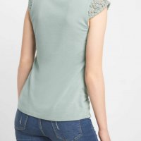 Блуза с дантела в пастелен зелен цвят , снимка 2 - Тениски - 37687897