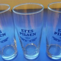 Чаши за бира EFES PILSEN BIRA, стъклени, с лого надпис, за ценители, 3 броя