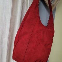 LA REDOUTE  естествен велур червена чанта,тип торба, made in INDIA , снимка 10 - Чанти - 40820737