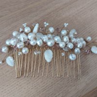 Гребен аксесоар за коса с перли, кристали на Сваровски, снимка 2 - Аксесоари за коса - 38857235