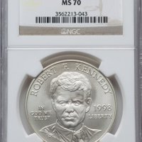 1998-S Robert Kennedy S$1 - NGC MS 70 - САЩ Сребърна Възпоменателна Монета Долар, снимка 1 - Нумизматика и бонистика - 43773734