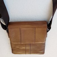 Мъжка кожена чанта с капак от телешки бокс черно и кафяво ( тик )., снимка 6 - Чанти - 34882536