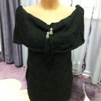 Дамска черна плетена блуза, снимка 2 - Блузи с дълъг ръкав и пуловери - 27421391