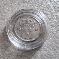 Швеция . Сребро.10 йоре. 1941 година., снимка 2 - Нумизматика и бонистика - 44139472