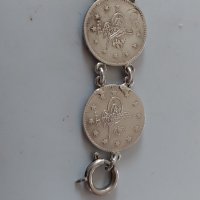 Стара сребърна гривна от турски сребърни монети, снимка 3 - Гривни - 40690693