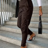 Дамски модни панталони от PU кожа, 5цвята, снимка 15 - Панталони - 43750603