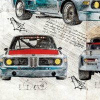 BMW БМВ М3 постер плакат Арт. стил Леонардо да Винчи, снимка 3 - Картини - 35549022