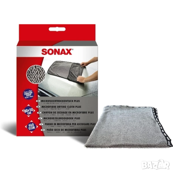 Голяма премиум микрофибърна кърпа за подсушаване на кола SONAX 80×50см, снимка 1