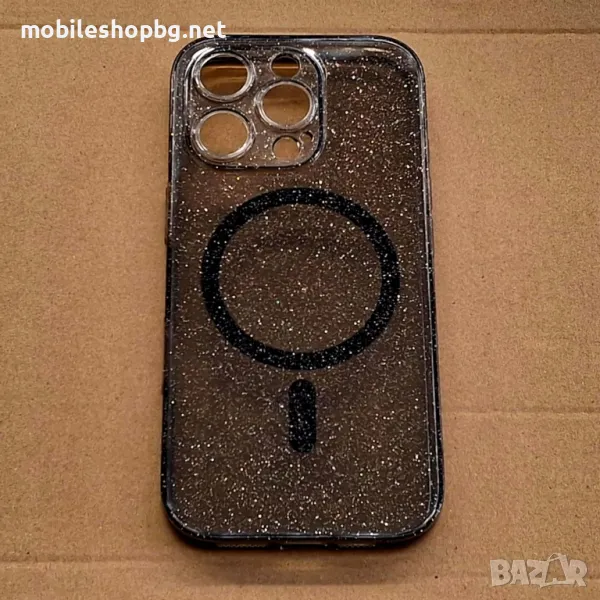 iPhone 16 Pro кейс MagSafe с брокат тъмен, снимка 1