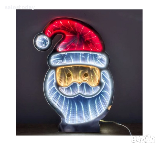 Светещ Дядо Коледа, LED огледало, 24см, снимка 1