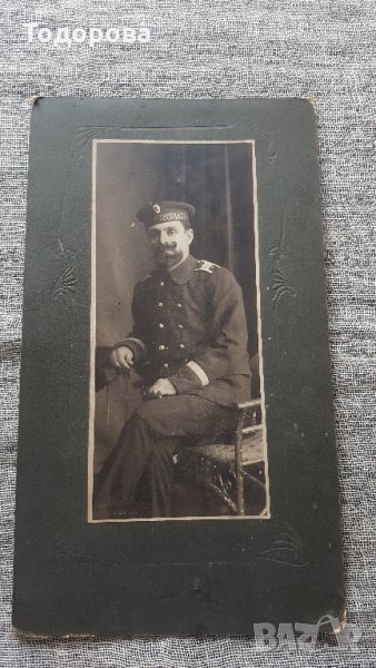 Картонена кабинетна снимка на царски флотски офицер, снимка 1