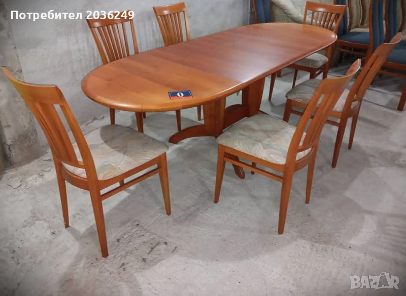 Комплект масивна разтегателна маса с 6 стола- Автомат, снимка 1