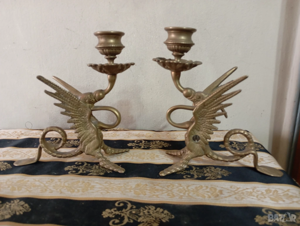 Комплект винтидж свещници, снимка 1