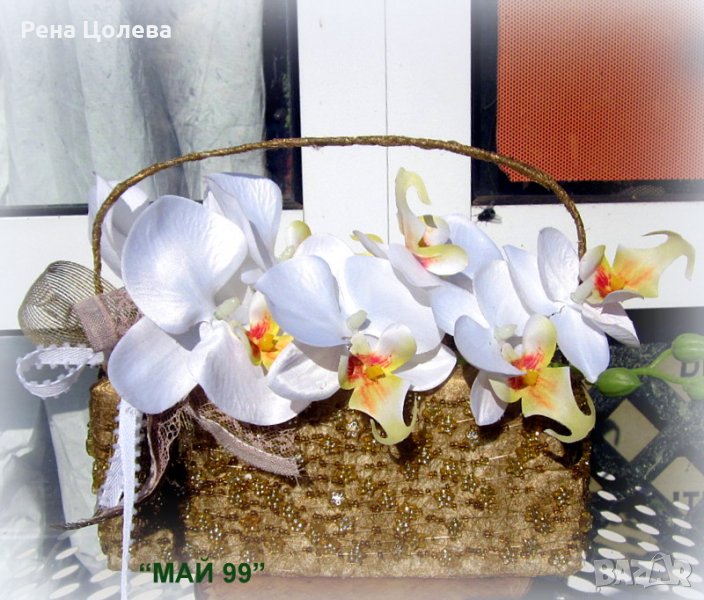 Подарък чантичка с орхидея, снимка 1