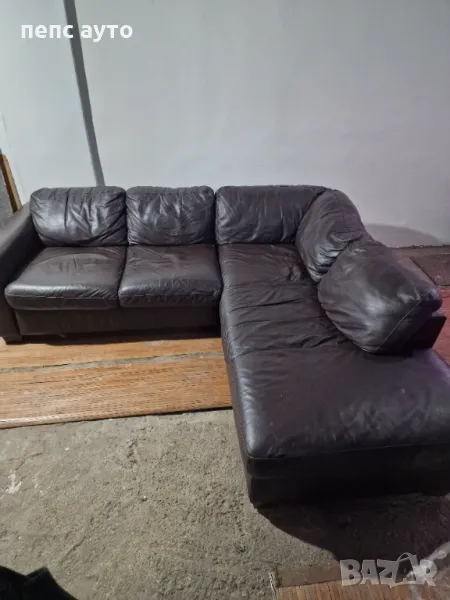 Кожен ъглов диван, снимка 1