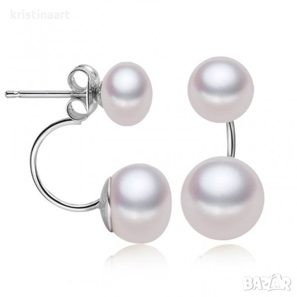 Интересни обеци  от естествени  перли, клас АА, снимка 1