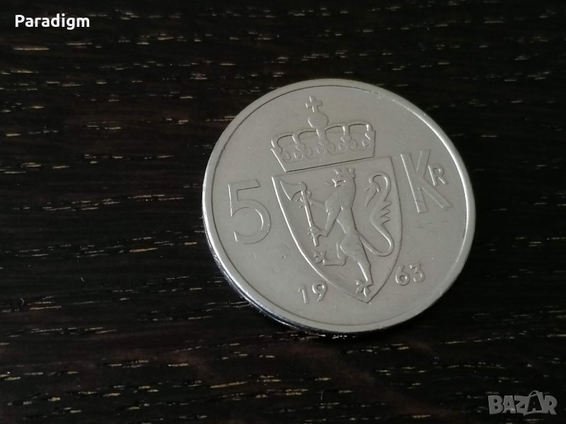 Монета - Норвегия - 5 крони | 1963г., снимка 1