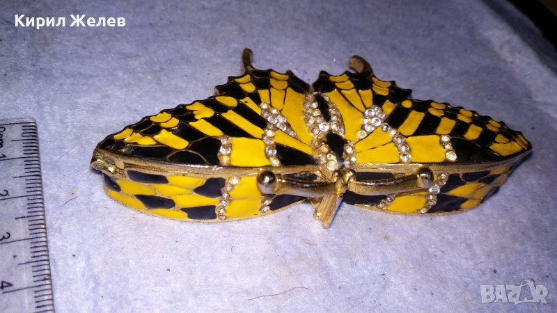 ГОЛЯМА ЕМАЙЛИРАНА ПОЗЛАТЕНА ДЕКОРАТИВНА АРТ ПЕПЕРУДА с КРИСТАЛЧЕТА 33994, снимка 1