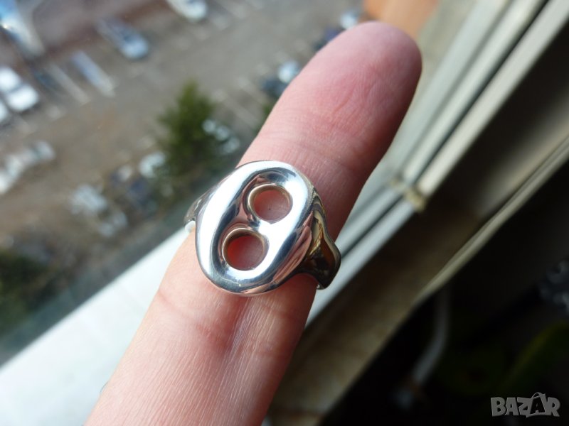 Сребърен пръстен с две кръгчета, халка 1.7, снимка 1
