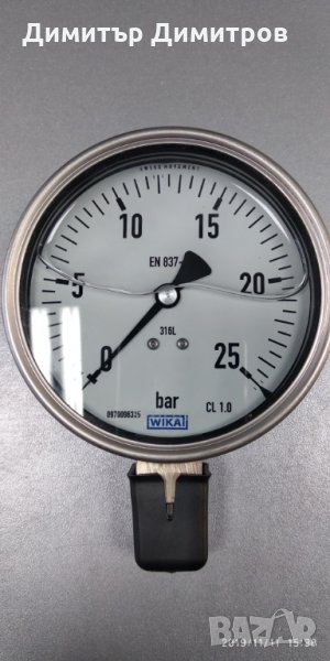 Манометър ф100 Wika - неръждавейка вибро клас 1, снимка 1