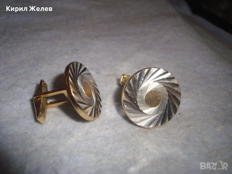 СТАРИ ПОЗЛАТЕНИ ВИНТИДЖ БУТОНЕЛИ СТИЛНО ОРНАМЕНТИРАНИ МАНШЕТНИ КОПЧЕТА 4643, снимка 1