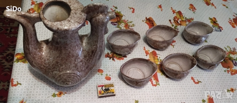 Керамичен комплект Кана с 6 чаши за вино,саке и др. питиета , снимка 1