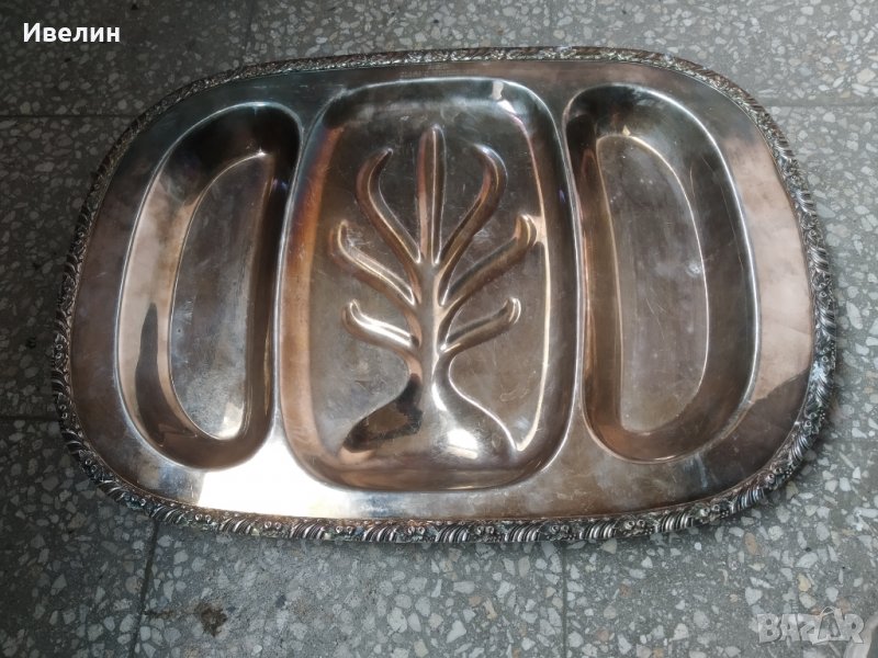 старо посребрено плато арт деко, снимка 1