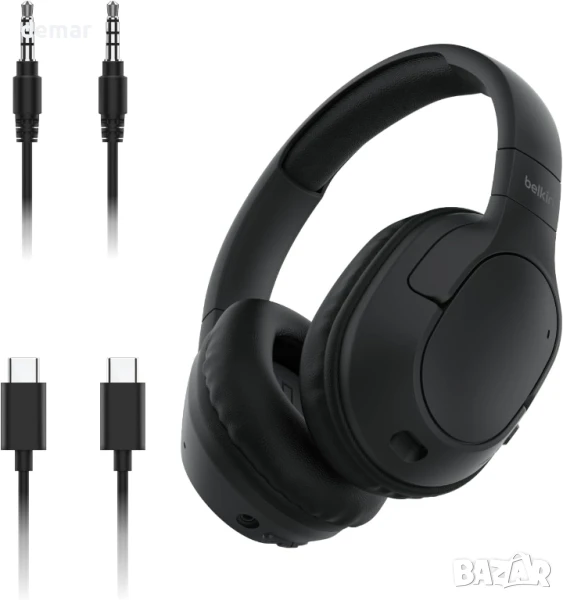Belkin SoundForm Surround Bluetooth слушалки върху ушите, шумопотискане, 60 часа, черни, снимка 1