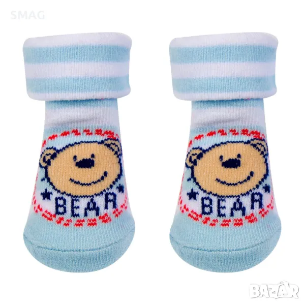 Бебешки чорапи Раирани светло сини 0-6 месеца S_1164945, снимка 1
