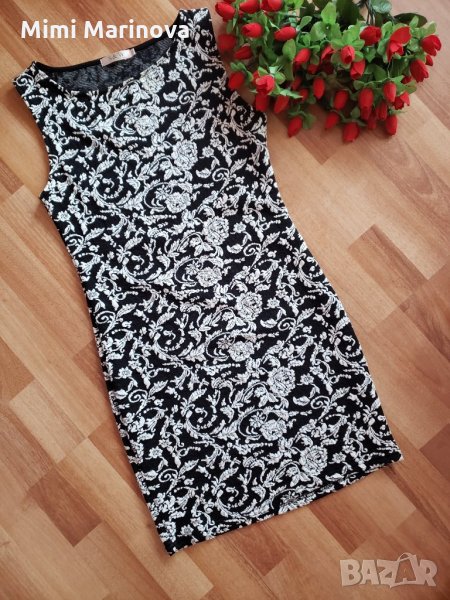 Промо цена!Рокля с принт. Плътна, снимка 1