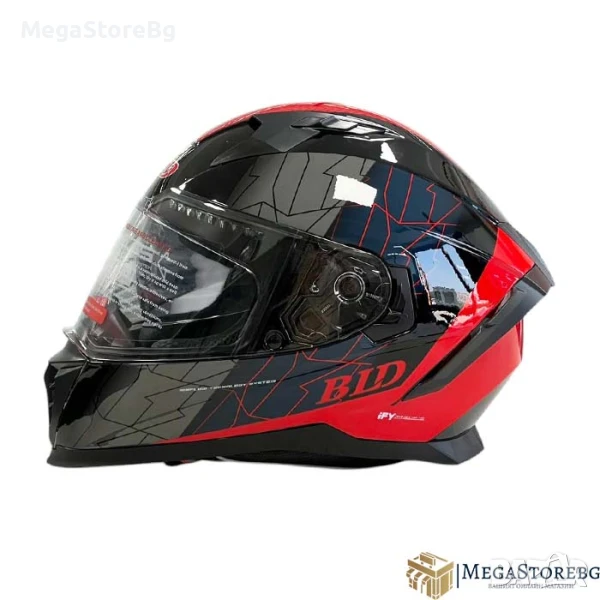 Каска с вградени слънчеви очила M69 - Размер S, M, L, XL - Черно/Червено, снимка 1