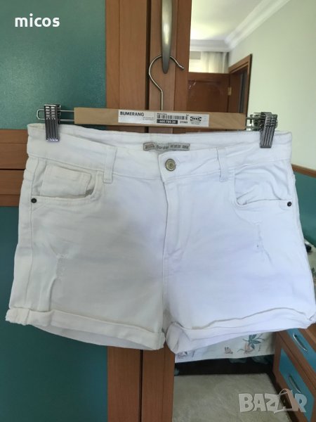 5 лв до 30.11!Bershka,къси деним бели еластични панталони, снимка 1