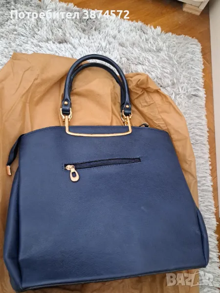  Нова тъмно синя чанта с къси дръжки, снимка 1