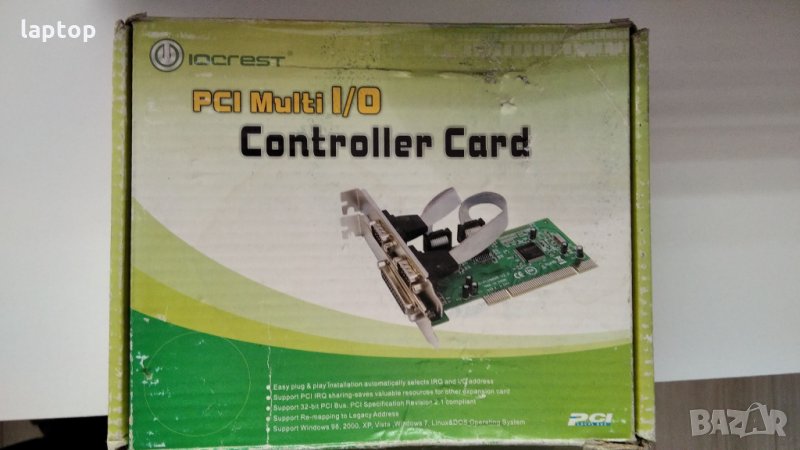 PCI мултуком multicom 2 х RS232 COM port платка MosCHip с чипове 9865, снимка 1