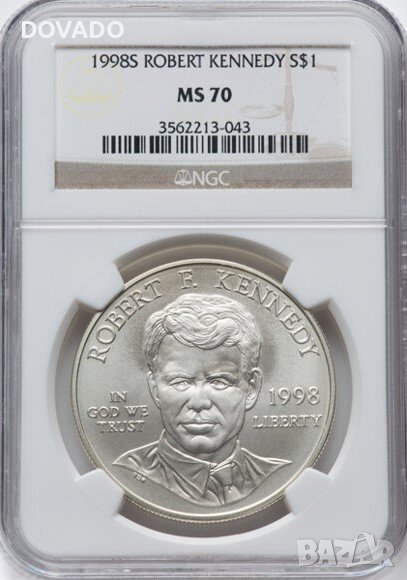 1998-S Robert Kennedy S$1 - NGC MS 70 - САЩ Сребърна Възпоменателна Монета Долар, снимка 1